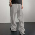 thumbnail image 4 of Domuza Men's Sweatpants Straight Wide Pants Drawstring Waist Workout Athletic Pants Long Trousers Light Gray 2XL, 4 of 6