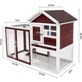 thumbnail image 6 of 48" Rabbit Hutch Outdoor Indoor, Bunny Cage Extra Large Wooden Rabbit Cages with Removable Tray, 1 Ramps and 2 Ventilation Doors Weather-Proof Solid Wood Chicken Coops (Wine red), 6 of 6