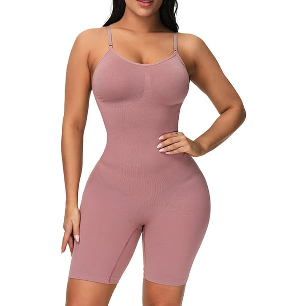 Cathalem Shorts Bodysuit for Women Tummy Control Shapewear Seamless Sexy  Butt Lifting Workout Bodycon One Piece Short Jumpsuit,Pink S