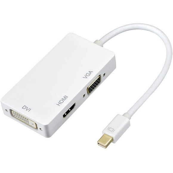 Topop - 3 in 1 Thunderbolt Port Mini Displayport for HDMI DVI VGA Adapter White