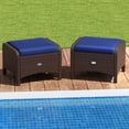 thumbnail image 2 of Patiojoy 2 Pieces Outdoor Patio PE Wicker Ottomans with Removable Cushions Footstools Navy, 2 of 9