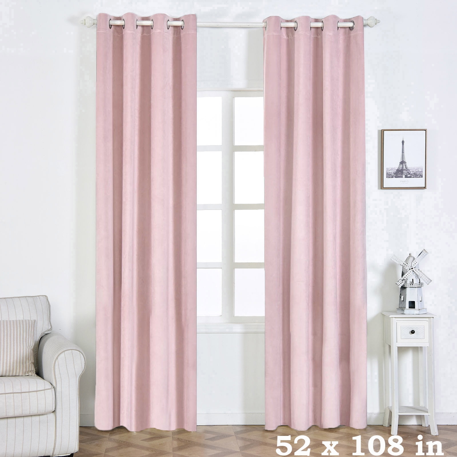 BalsaCircle 52 x 108Inch Blush Premium Velvet Curtains Drapes Panels