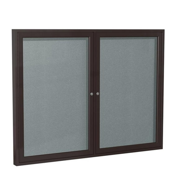 Ghent's Vinyl 36" x 60" 2-Door Enclosed Bulletin Board in Stone
