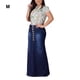 thumbnail image 5 of Qarigey vaquera larga a la moda - Ajuste cómodo Botón favorecedor Denim larga de mezclilla Faldas para mujer Maxi azul oscuro M 1 Type2 NO2, 5 of 6