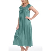 EZI Nightgowns for Women - Soft & Breathable Satin Night Gowns for Adult Women - Medium to Plus Size Womens Sleep Shirts - Long Mid-Length Nightgown