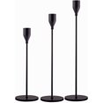 thumbnail image 1 of Juego de 3 candelabros negros mate para velas cónicas, candelabro decorativo para bodas, cenas, fiestas, se adapta a velas de 3/4 de pulgada de grosor y velas LED (soporte de metal para, 1 of 7