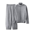 thumbnail image 3 of Jinhomg Women's Thick Sweater Set 2 Piece Casual Solid Lounge Set Fall Winter Thermal Cozy Long Sleeve Mock Neck Pullover with Elastic Waist Pants Gray Free Size, 3 of 10