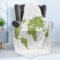 thumbnail image 4 of Floral World Map Soft Flannel Fleece Throw Blanket, Mandala Inspired Round on Green Color Inspiration, Cozy Plush for Indoor and Outdoor Use, 70" x 90", Lime Green, by Ambesonne, 4 of 5