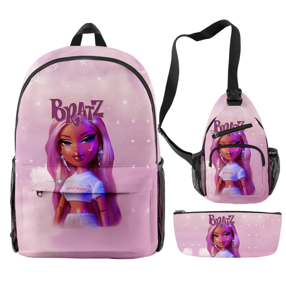 Bratz Schoolbag 3 Pieces Sets 3D Fashion Crossbody Bag Unique Student  Pencil Case 