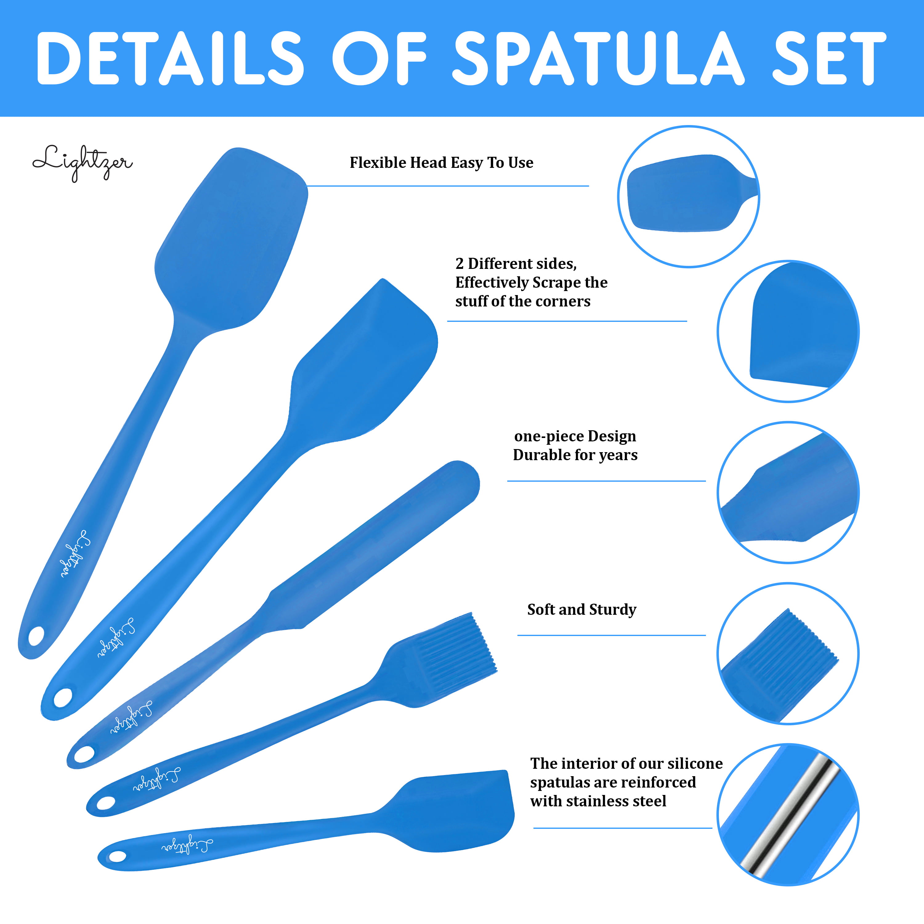 Zulay Kitchen Silicone Spatula Set with Durable Stainless Steel Core -  Purple, 4 - Fry's Food Stores