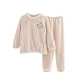 thumbnail image 2 of Swuxness Kids 2-Piece Suits Long Sleeve Solid Pocket Tops with Pants Fall Winter Thick Homewear, 2 of 3