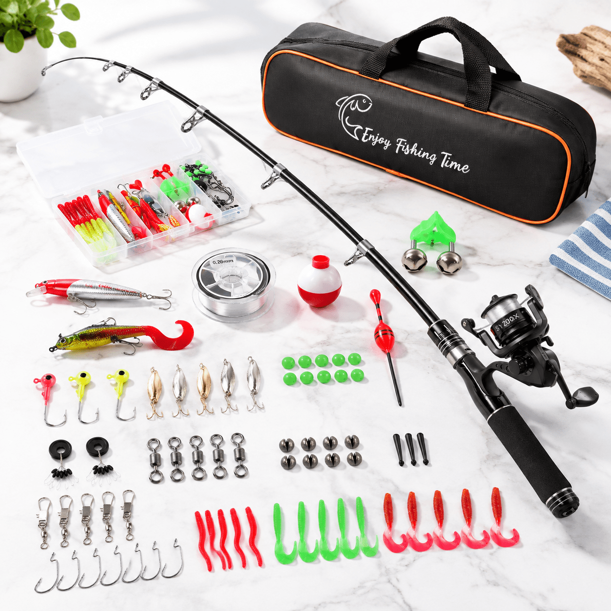 Fishing Pole Kit Carbon Fiber Telescopic Rod And Reelbo With Spinning Line Bionic Bait Hooks Carrier Bag Gear Set For Beginner Ad
