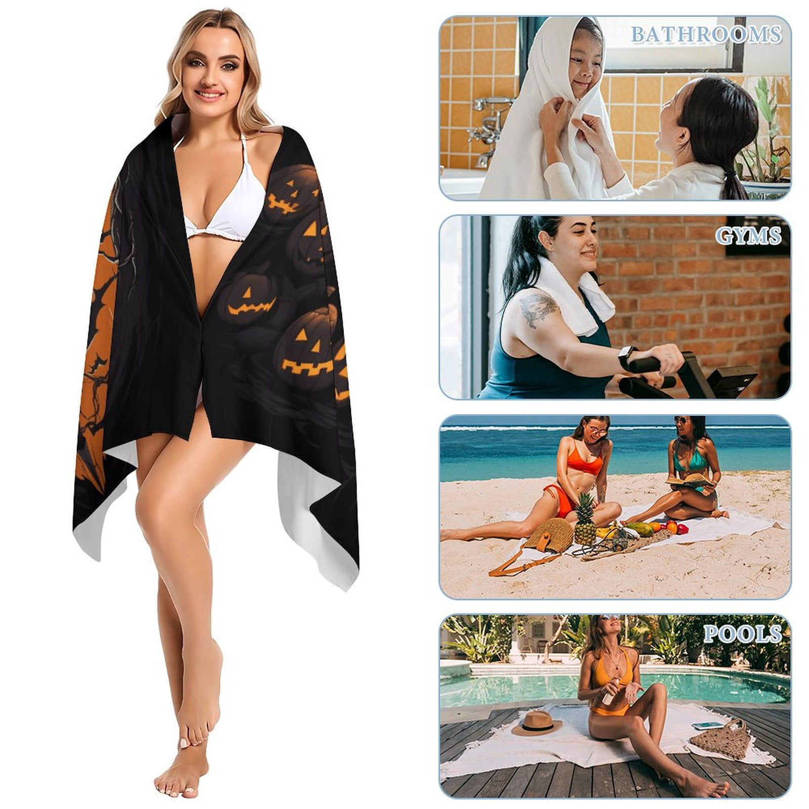 Halloween Scary Night Full Moon Beach Towel – with A Unique Design, Extra Large,XL (32”x 63”) for Kids & Adults