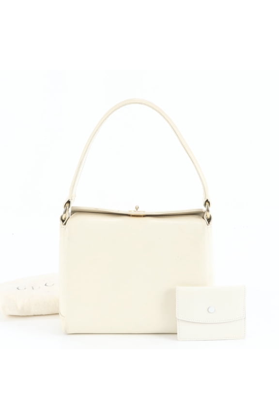Pre-Owned Gucci Old Turnlock Leather Handbag White Women's