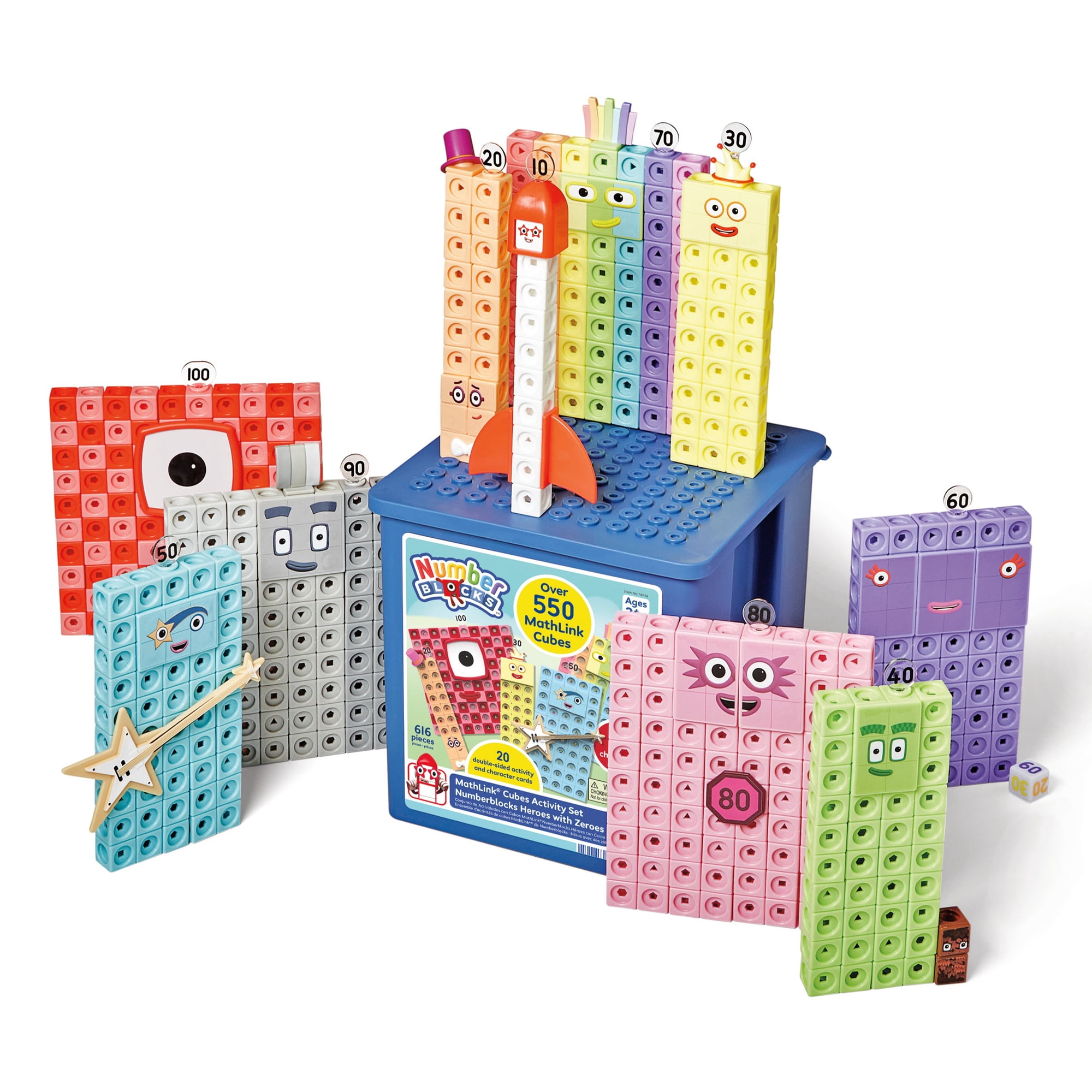 hand2mind Numberblocks Heroes with Zeroes MathLink Cubes Activity Set, Elementary Math & Counting Toys, Ages 3+