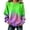 Blue to pink to yellow rainbow gradient, variant on Tie-Dye Gradient Waffle Knit Pullover for Women Crew Neck Puff Sleeve Fall Print Top
