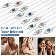 Silvora Women Heart Infinity Bracelet Synthetic Tourmaline Birthstone Sterling Silver Bracelet Birthday Gift for Mother Daughter - October