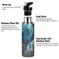 thumbnail image 3 of Yayeee 20oz Double Wall Stainless Steel Water Bottle with Flip Straw, Blue Planet, 3 of 7