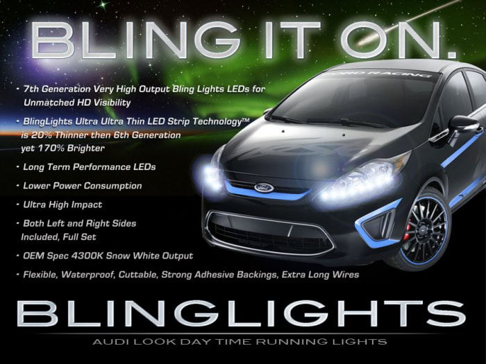 Kleren overal Kijkgat Ford Fiesta LED Head Light Strips Day Time Running Lamps DRLs - Walmart.com