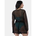 thumbnail image 2 of No Boundaries Women's Crochet Top Coverup with Long Sleeves, Sizes XXS - XXL, 2 of 4
