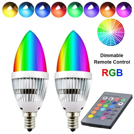 

Skksst E12 E14 Candle Light Bulb 2 Pack Dimmable Changing Color Lamp With Remote Control