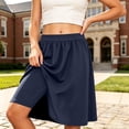 thumbnail image 3 of Knee Length Long Skorts for Girl Plain Uniform Skirts with Built in Shorts Modest Dressy Skirts for Girls (Navy 150/12Y), 3 of 4