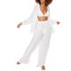 thumbnail image 1 of Txlixc Blusa de botón transparente de manga larga y pantalones de piernas anchas para mujeres Txlixc  moda, 1 of 6