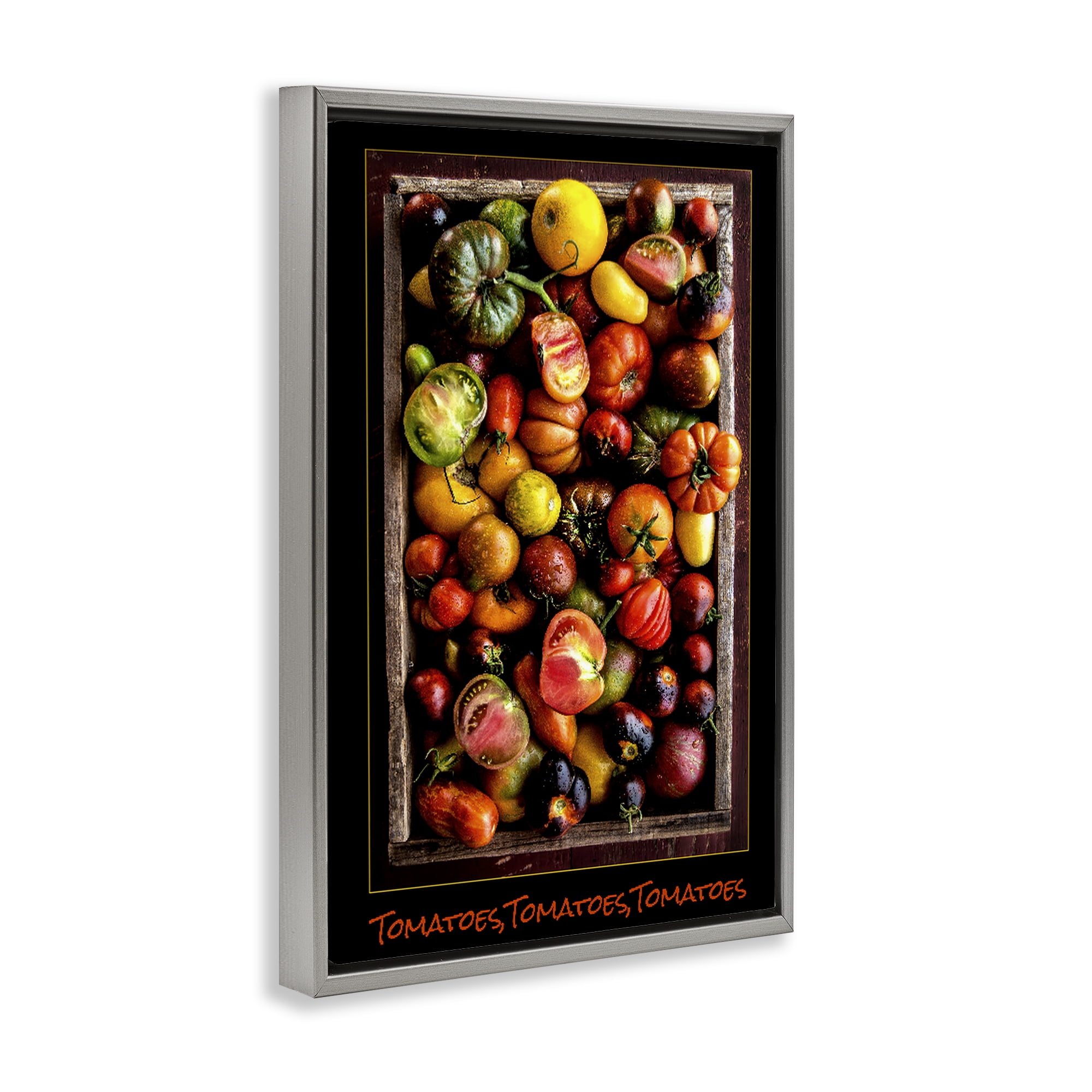 Stupell Industries Ripe & Bountiful Tomato Harvest Gray Framed Floater Canvas Wall Art, design by Carl Kravats