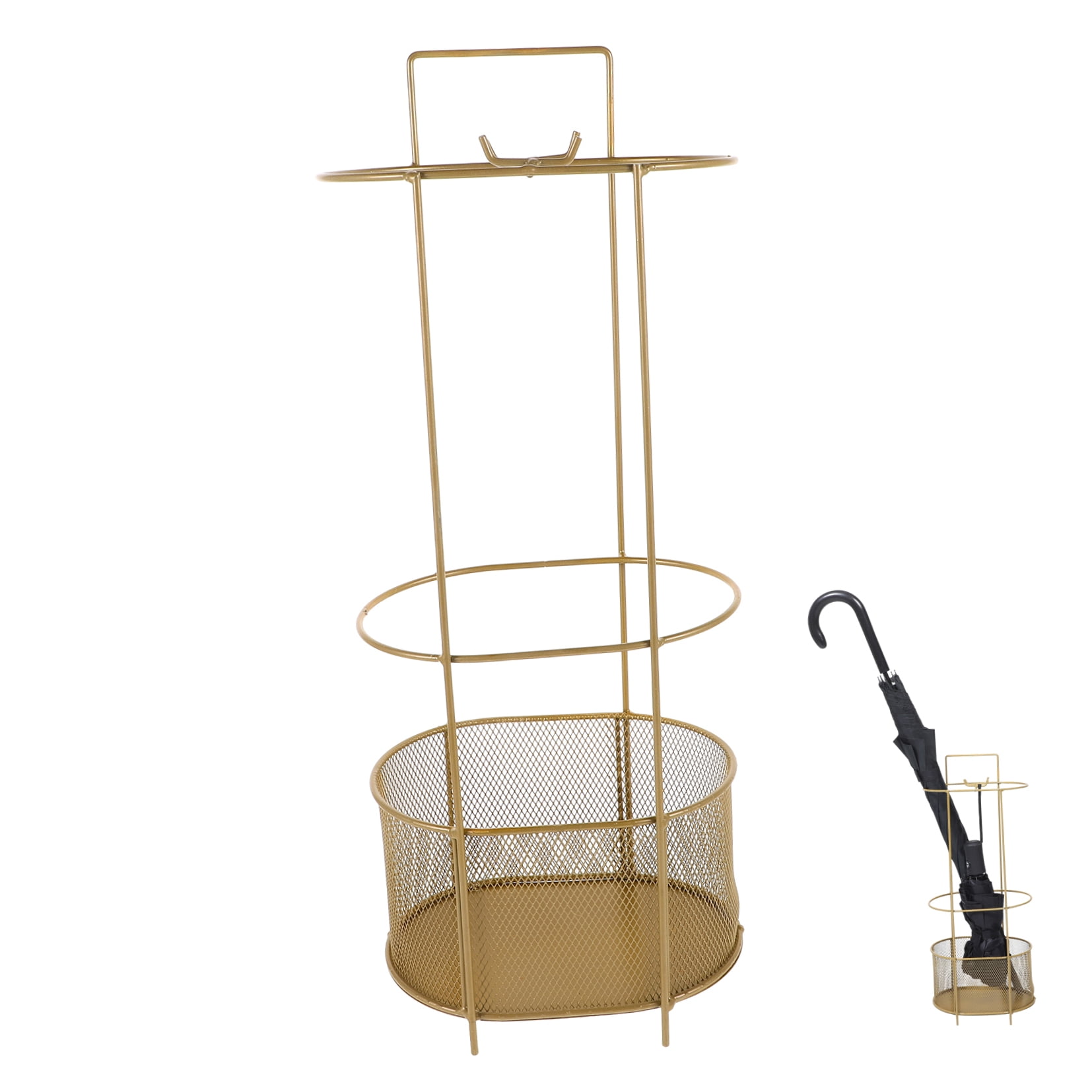 Golden Iron Umbrella Stand Holder for Home Entryway Porch Decor Fits Any Room
