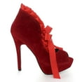 thumbnail image 3 of Ellie Shoes E-517-Claissa 5 Bootie with satin ruffleand tie Red Velvet / 7, 3 of 6
