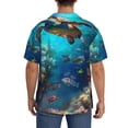 thumbnail image 3 of Rateoe Underwater Fish Turtle Pattern Men's Short Sleeve Classic Shirt, Casual Short-Sleeved Shirt, Lightweight Summer Shirt, Cuban Collar Shirt,Button-Front Shirt-3X-Large, 3 of 5