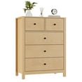 thumbnail image 5 of Luku 5 Drawer Tall Dresser for Bedroom, Grey Wood Grain Chest, Deep Storage with Metal Knobs, Modern Closet & Entryway Storage Cabinet, 5 of 5