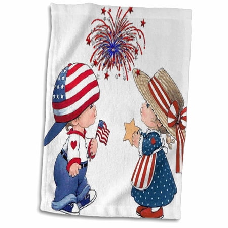 3dRose Vintage Child and Fireworks - Towel  15 by 22-inch