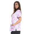thumbnail image 2 of Just Love Women's V-Neck Printed Scrub Top (Ribbon Print 3, Medium), 2 of 2