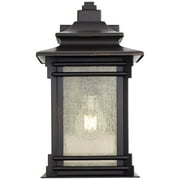 Franklin Iron Works Hickory Point Rustic Farmhouse Outdoor Wall Light Fixture Walnut Bronze 12 Frosted Cream Glass for Post Exterior Barn Deck House