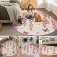 thumbnail image 5 of Butterfly Flower Round Area Rug 3Ft Washable Small Circle Rugs for Kitchen Entryway, Farmhouse Country Pink Floral on Linen Non-Slip Carpet Floor Mats Indoor Outdoor Carpet Runner Home Decor, 5 of 8
