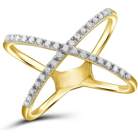 JewelersClub White Diamond Accent 14kt Gold Over Silver X Shape Open Ring