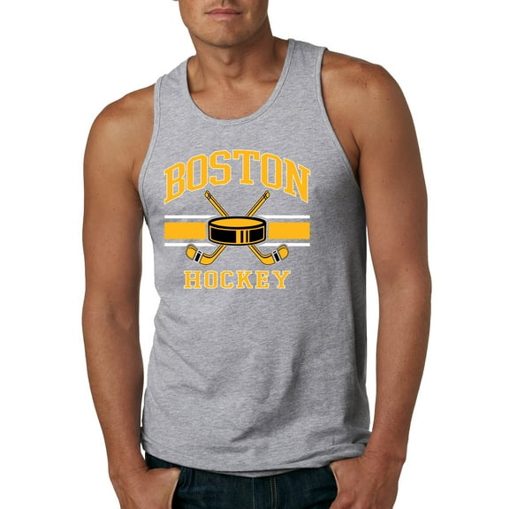 Wild Bobby City of Boston Hockey Fantasy Fan Sports Men's Tank Top, Heather Grey, X-Large