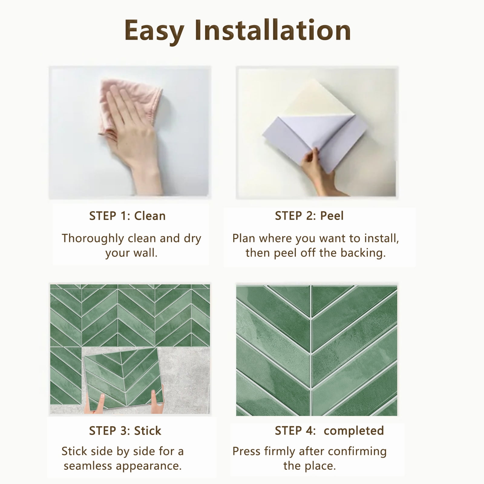 DEWOO 10 Sheets Thicker Herringbone Peel and Stick Backsplash, 11.5”×9” Stick on Wall Tiles, Self Adhesive Tile Sticker for Kitchen Backsplash and Bathroom, Light Green