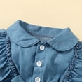 thumbnail image 4 of Girls Dress Kids Floral Long Sleeve Mesh Gown Tulle Dresses Hairband Baby Girl Dress Blue 9 Months-12 Months, 4 of 7