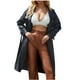 thumbnail image 4 of Chaquetas y abrigos de piel sintética sin capucha y manga larga para mujer, chaqueta de manga larga de moda informal de color liso, chaqueta de piel de manga larga con cinturón, top de PU para mujer, 4 of 9
