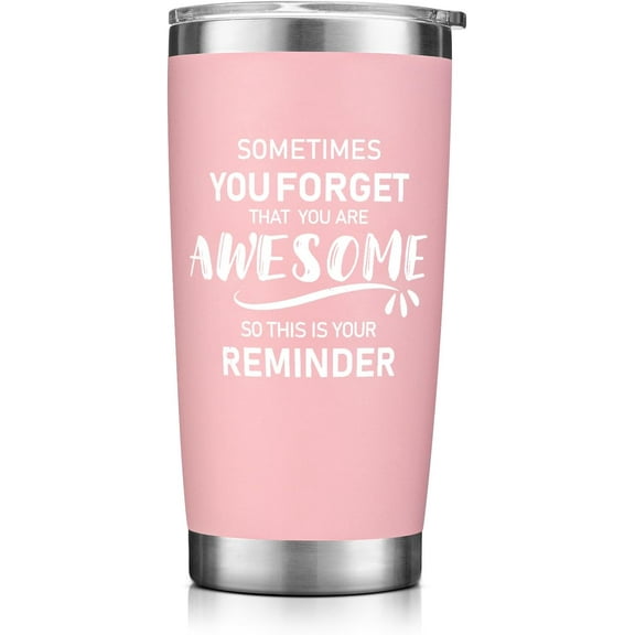 Gifts for Women, Birthday Coffee Tumbler, Inspirational Thank You GIfts for Women Mom Wife Mother-in-Law, Pink 20oz