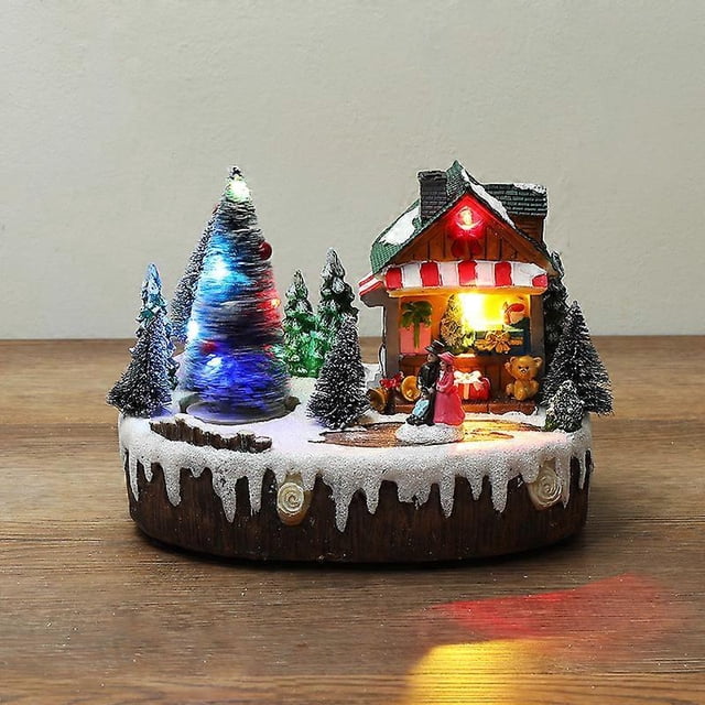 Glowing Music Little House Christmas Tree Hut Christmas Gifts Decorations (B)