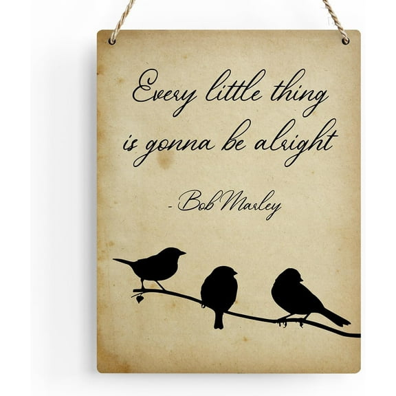 8x10 Inch Inspirational Quotes Wood Sign Wall Decor Art, Every Little Thing Is Gonna Be Alright Motivational Quotes Wall Art Decor Signs For Home Office Bedroom Decoration,Es