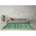 thumbnail image 3 of Ahgly Company Machine Washable Indoor Rectangle Abstract Turquoise Blue Modern Area Rugs, 2' x 3', 3 of 4