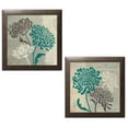thumbnail image 2 of Gango Home Decor Blooming Chrysanthemum Floral Wall Art; Two Blue 12x12in Art Prints in Brown Frames, 2 of 6