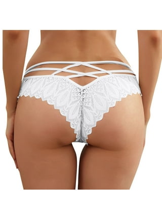 INNERSY Women's Lace Thongs Half See Through T Back Low Rise