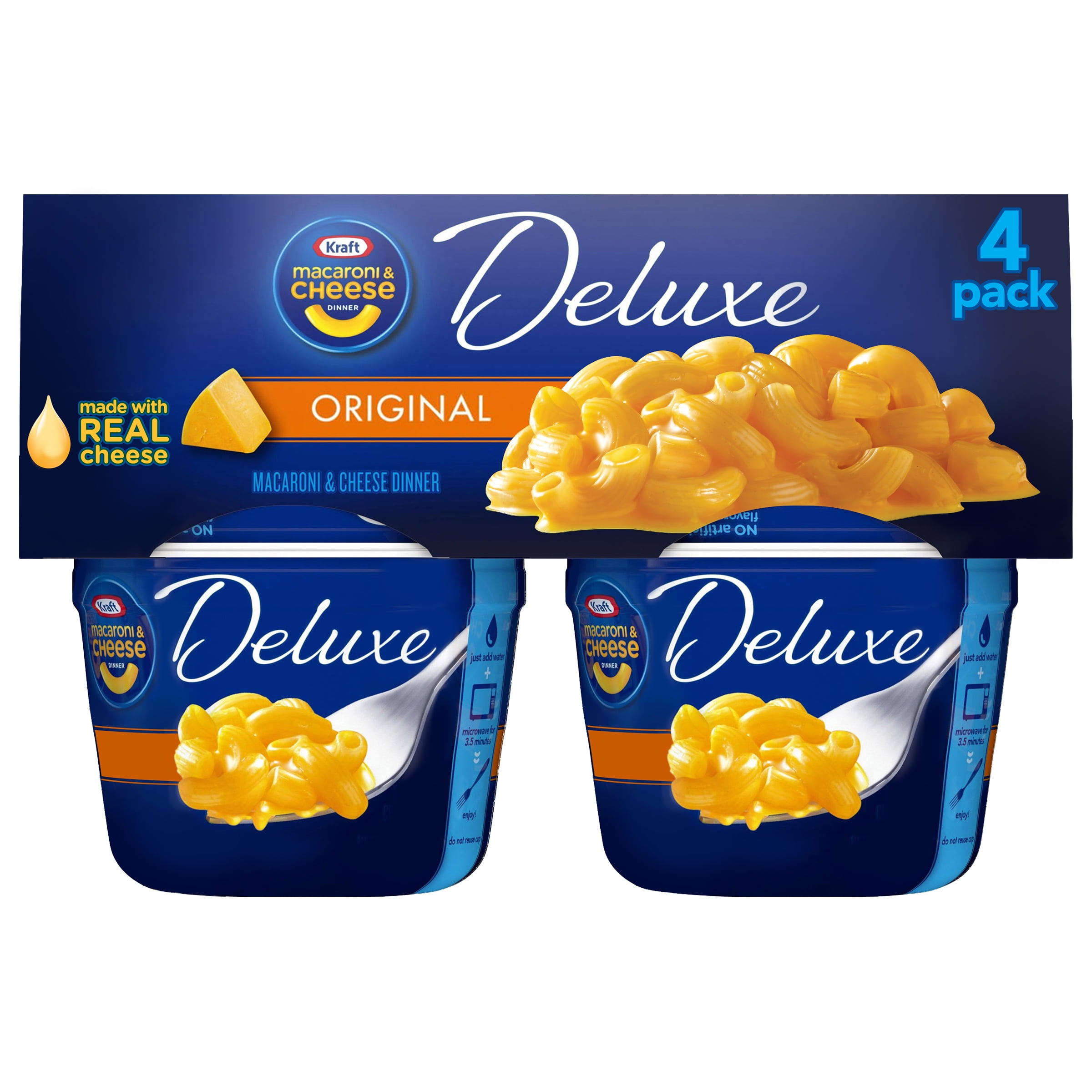 Kraft Deluxe Original Mac and Cheese Dinner Cups, 4 ct - 9.56 oz ...