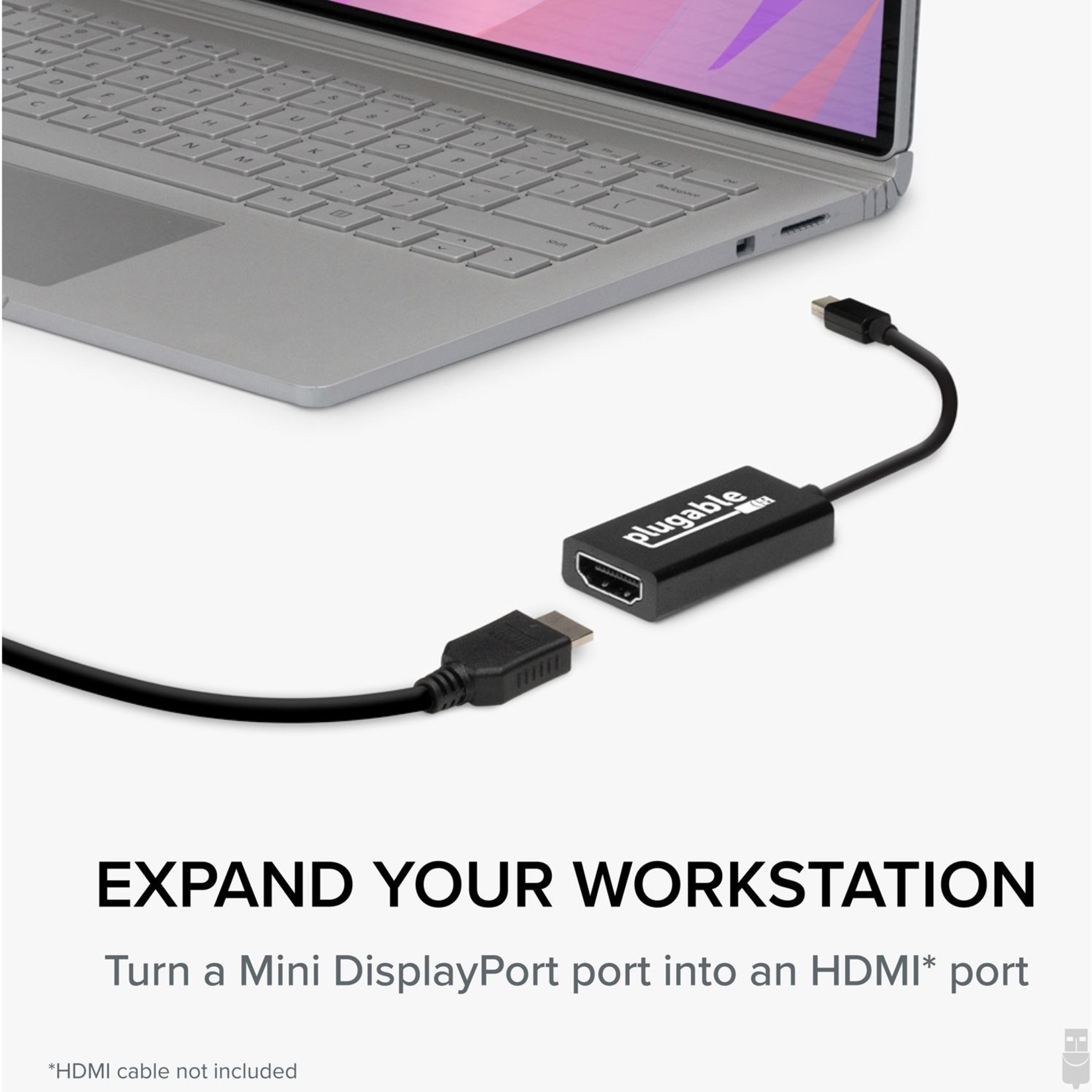 Plugable Mini DisplayPort/Thunderbolt 2 to HDMI 2.0 Adapter for Older Macs and Surface PCs with MDP Ports - Driverless - image 3 of 7
