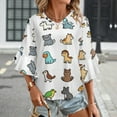 thumbnail image 3 of Cute Animals Women's V-Neck Blouse With 3/4 Ruffled Bell Sleeves Casual Top Ladies Blouses, 3 of 7